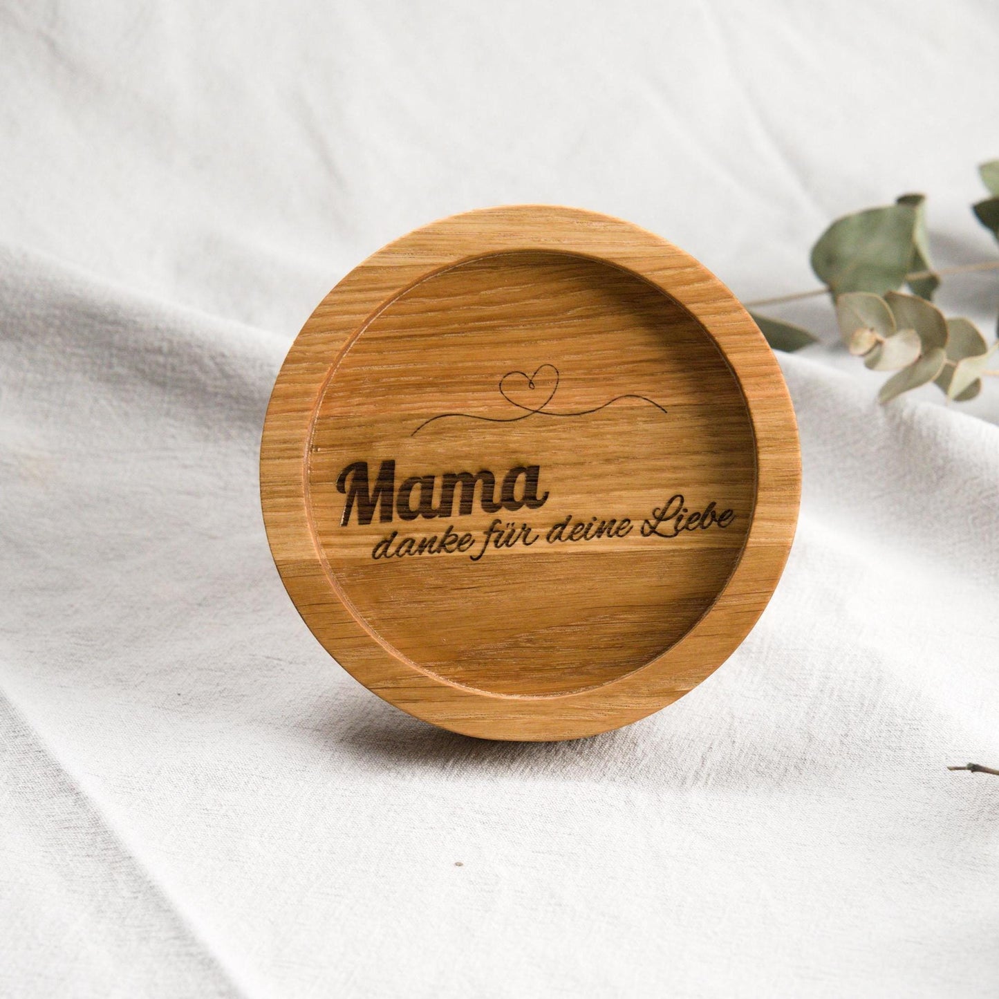 Gravierte Holzschale für Mama – Geschenk Muttertag personalisiert | Handgemachte Eiche Deko | Liebevolles Mutter Geschenk